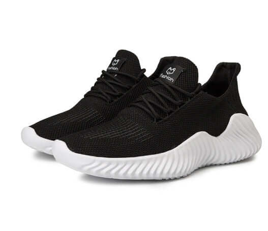 BONEHEAD PRO-CREATIONS black mesh sports casual shoes with white sole for comfort and style.