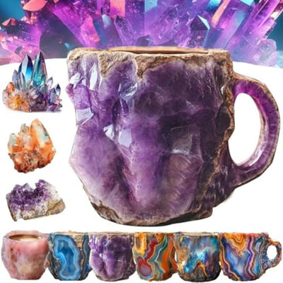 Elegant 400ml resin mineral crystal coffee mug showcasing vibrant colors and unique textures for home decor.