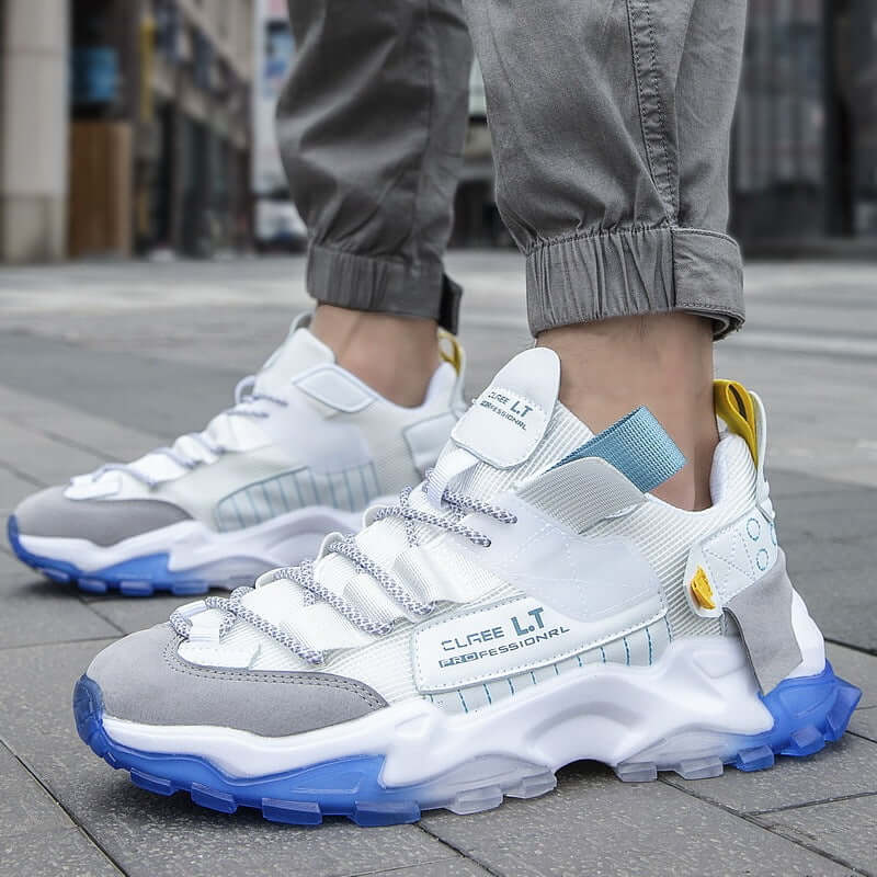 BONEHEAD PRO-CREATIONS breathable vintage men's sports casual shoes in synthetic leather on the street.