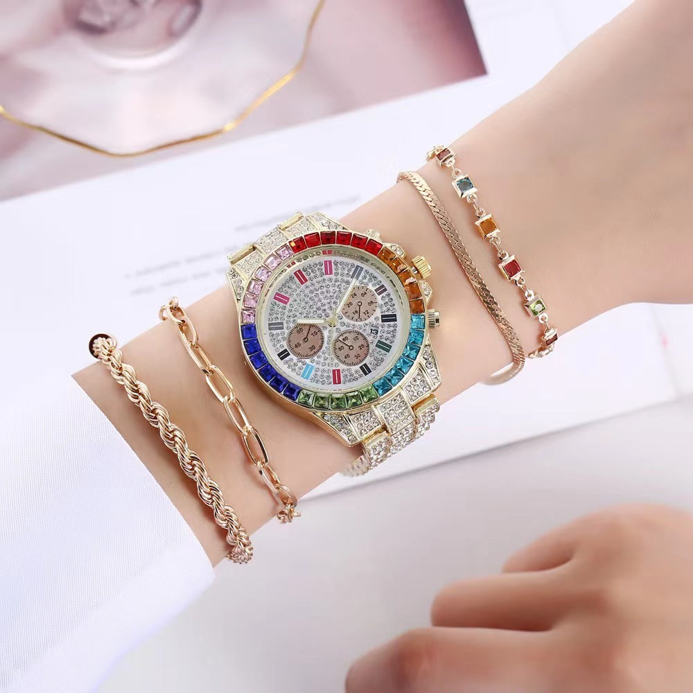 Women’s full diamond stainless steel watch