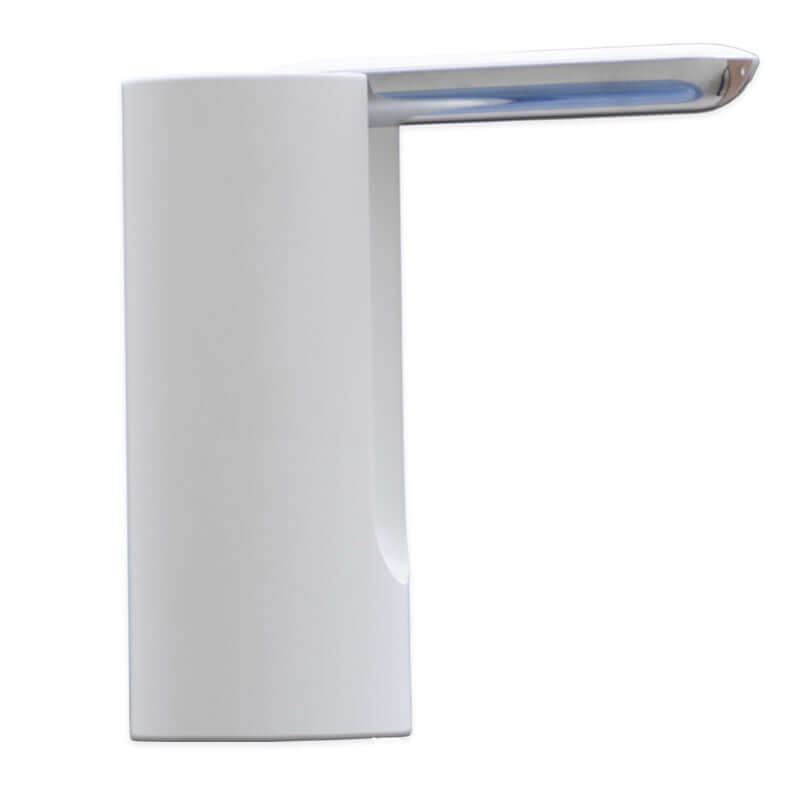 Electric household mineral water dispenser pump in white color with sleek design for easy water dispensing.