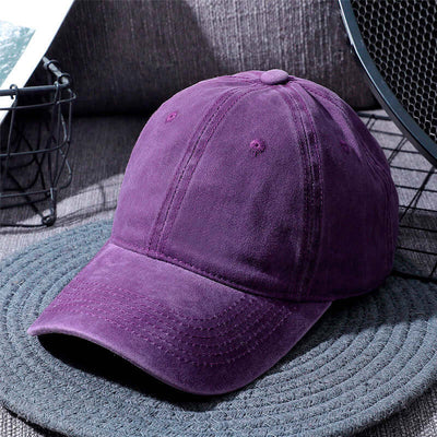 Washed purple baseball cap for men and women by BONEHEAD PRO-CREATIONS, perfect for outdoor sun protection.