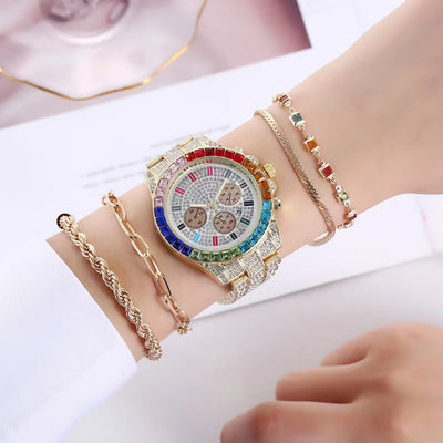 Elegant women’s steel watch with crystals