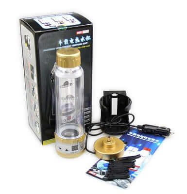 Heating car water heater cup with packaging, power base, cup holder, and accessories, heat-resistant glass.