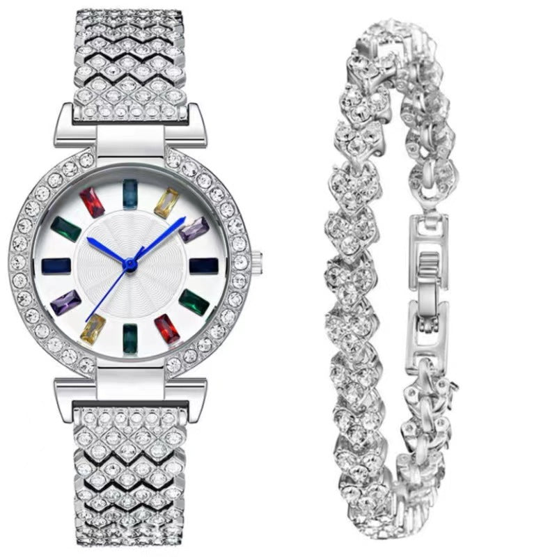 Shiny diamond quartz bracelet watch for women