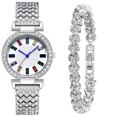 Shiny diamond quartz bracelet watch for women