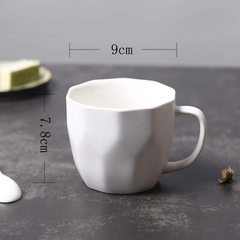 Diamond shaped ceramic mug for retro office use, modern simple design, suitable for restaurants.