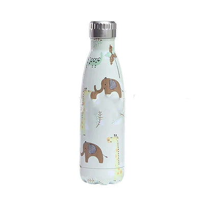 Stainless steel water cup with animal prints, ideal for hydration on the go, 500ml capacity, stylish design.