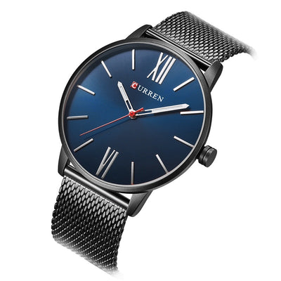 Luxury stainless steel strap quartz watch